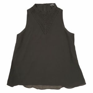 Citrus Black Sleeveless Blouse Top Cutout Design Medium